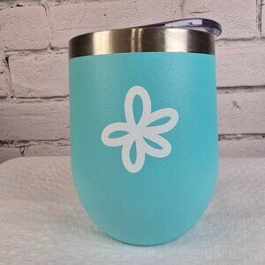 MATILDA JANE CLOTHING STAINLESS STEEL AQUA BLUE TUMBLER CUP WITH LID NEW